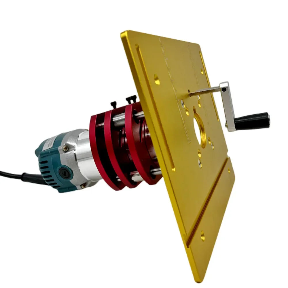Precision Aluminum Router Lift Kit Hand Crank Router Plate Lifting System Woodworking Router Table Trimmer Engraving Machine