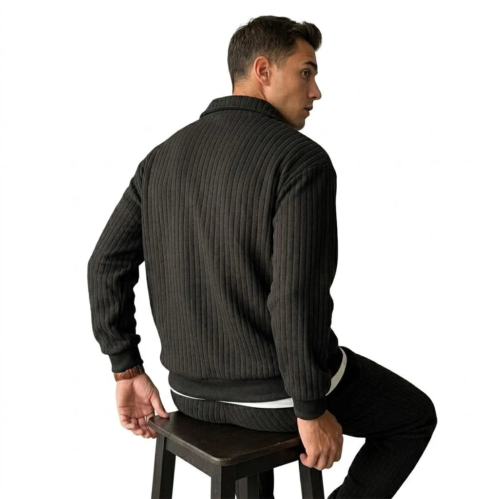 Quarter Zip Men's Sweatshirts Luxury Solid Stripes Pullover Zip Up Hoodies Gym Man V Neck Zip Up Shirts Long Sleeve Mens Coats