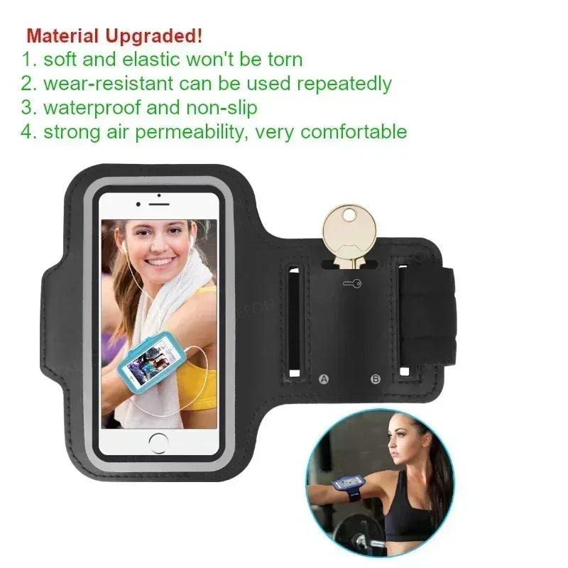 Sports Running Phone Armband Touch Screen Breathable With Key Pocket For iPhone 12-17 Pro Max For Android Gym Jogging Daily Use