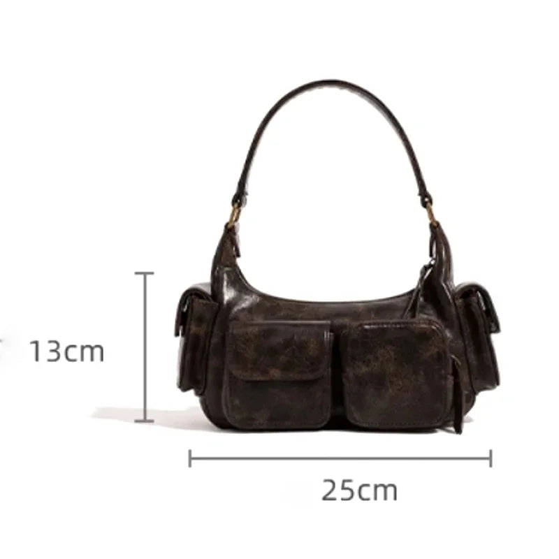Annmouler Design Hobo Multi Pocket Locomotive Bag New Single Shoulder Bag Underarm Bag High Capacity Women Bag