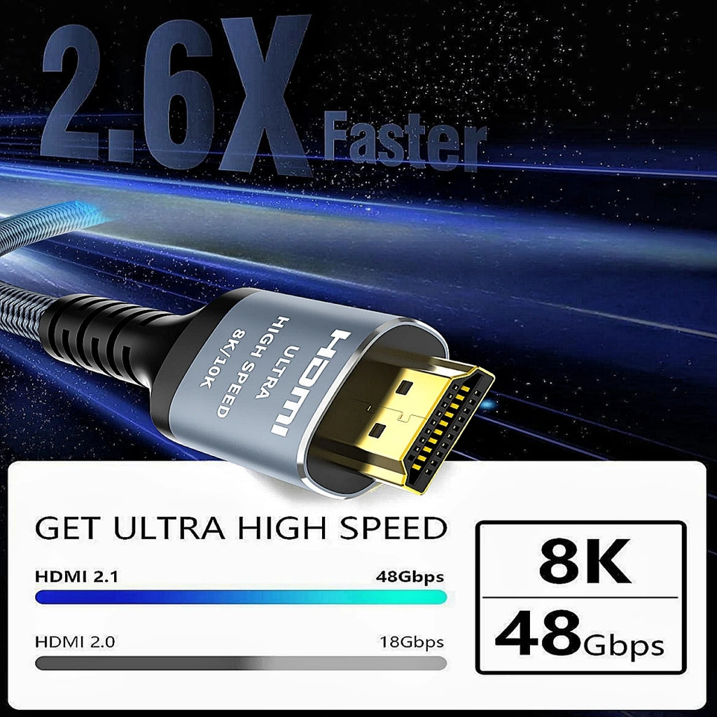 MIZIQIER long HDMI 2.1 Cables 8K60Hz 4K120Hz eARC HDCP2.3 48Gbps Ultra High Speed hdmi Braided cable for HDTV/PS5/TRX3080 3090