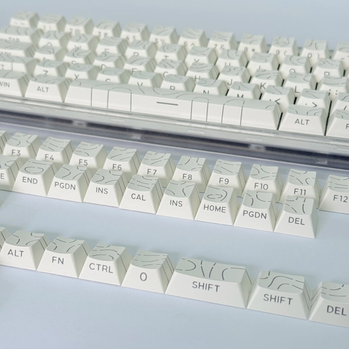 Lines Sided Shine Through Keycaps Cherry Profile Black White 97/133 Keys Customer keycaps for Mechanical Keyboard 60% 65% 75%