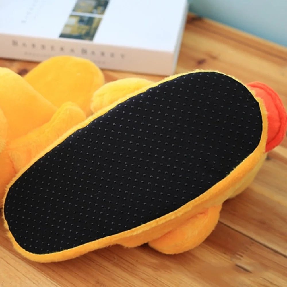 Slippers  Winter Warm Couple Big Yellow Duck Cotton Shoes Cartoon Cute Little Yellow Duck Doll Home Slippers For Man and Women
