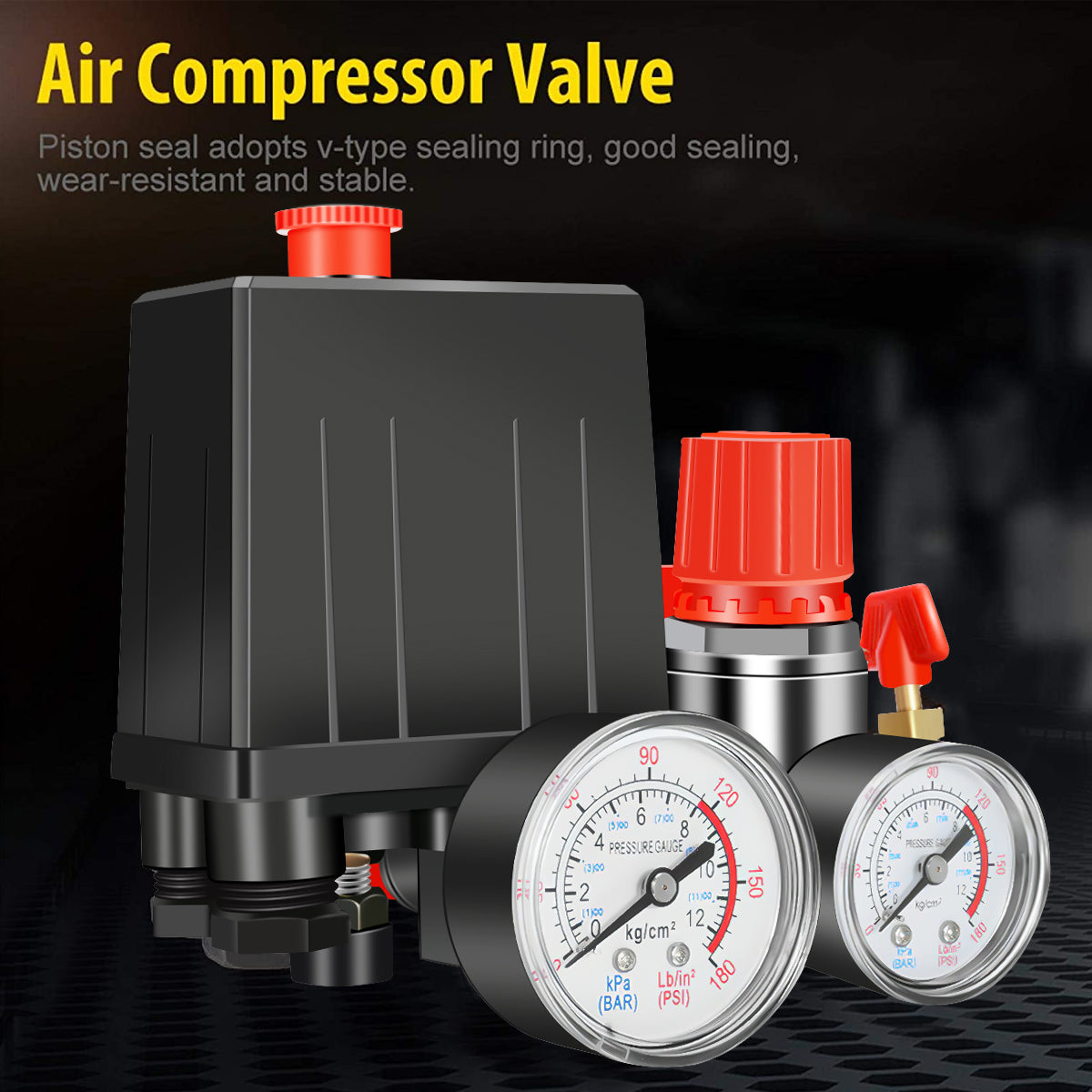 90-120PSI Air Compressor Pressure Switch Valve Control Manifold Regulator Gauges Safety Valve 1/4"BSP Air Compressor Parts