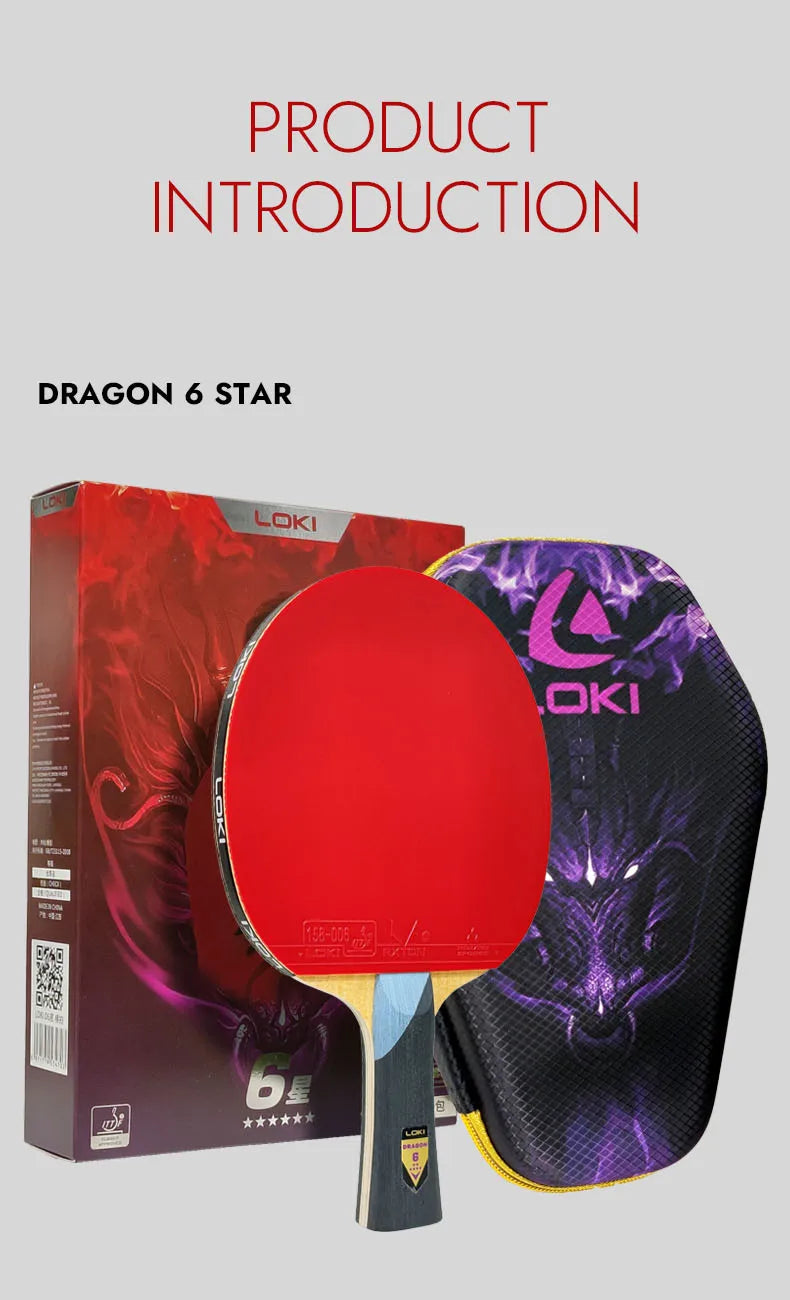 Original LOKI Table Tennis Racket Dragon Series Ping Pong Racket Paddle Bat Professional 6/7/8/9/10 Stars for All Level Players