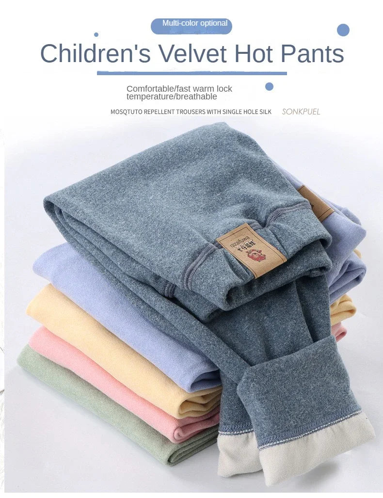 Big Size Children's Fleece Warm Render Pants For Boys Girls Winter Velvet Leggings Kids Baby Base Pants Thickened Long Johns