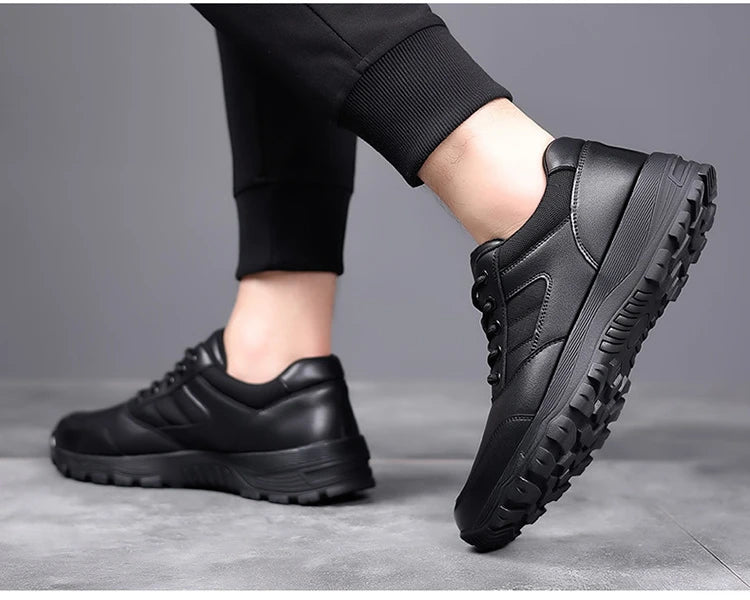 New Platform Cow Leather Casual Sneakers for Men Designer Autumn Winter Cotton Black Outdoor Men's Sports Shoes Zapatos Hombre