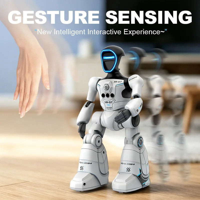 AI Smart Voice Robot Toy with Gesture Sensing & Smart Programming, Interactive Robot with Lights & Music, Perfect Gift for Kids
