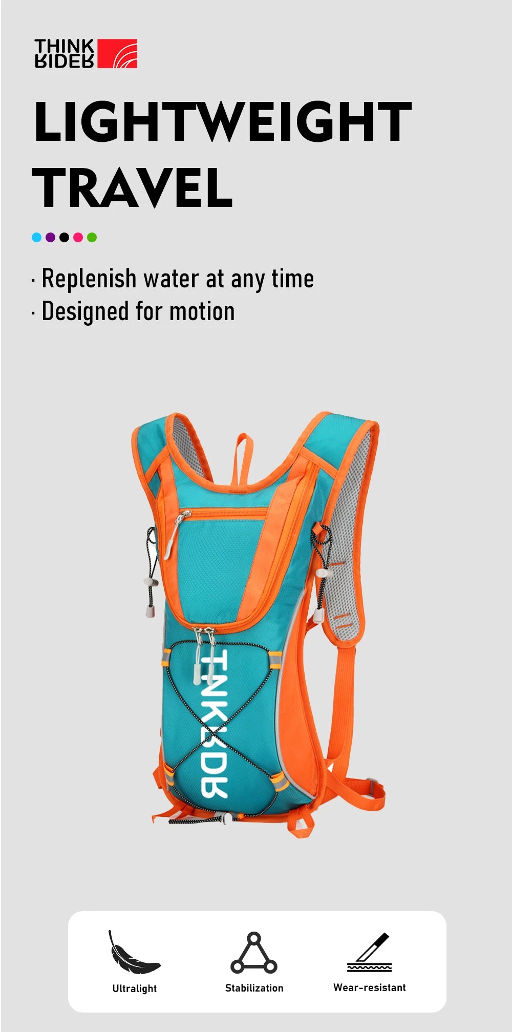 ThinkRider 12L Lightweight Hydration Backpack, Running Backpack with 1L Water Bladder, Hydro Water Daypack for Cycling Hiking