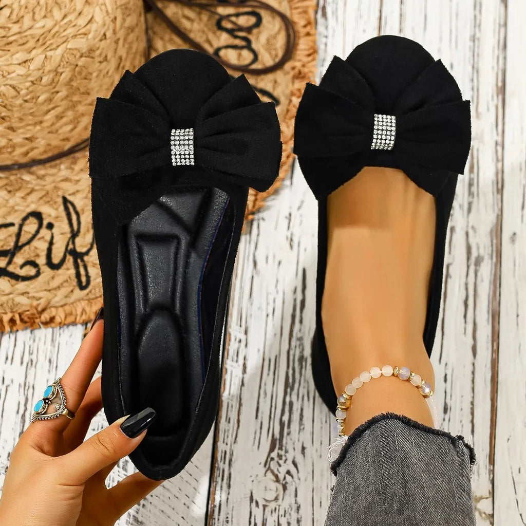 Women Flats Shoes 2026 Summer New Bow Pointed Toe Female Loafers Walking Fashion Sneakers Casual Shallow Breathable