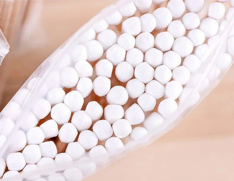 Square Bamboo Cover Double Head Cotton Swab Storage Box Cotton Buds Container Transparent Cotton Swab Toothpick Organize Box