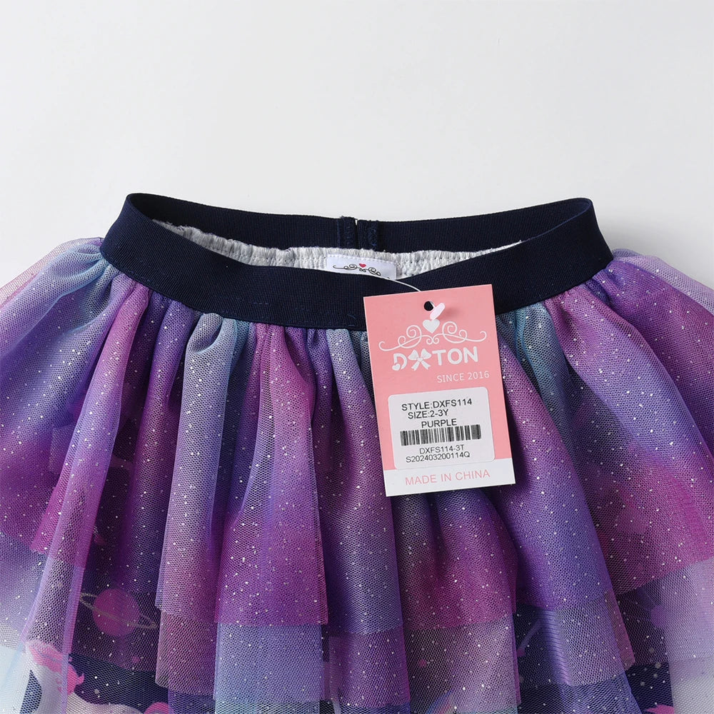 DXTON Fake 2PCS Girls Pantskirt Tulle Layer Skirts with Kids Leggings Unicorn Printed Casual Children Trousers Girls Costumes