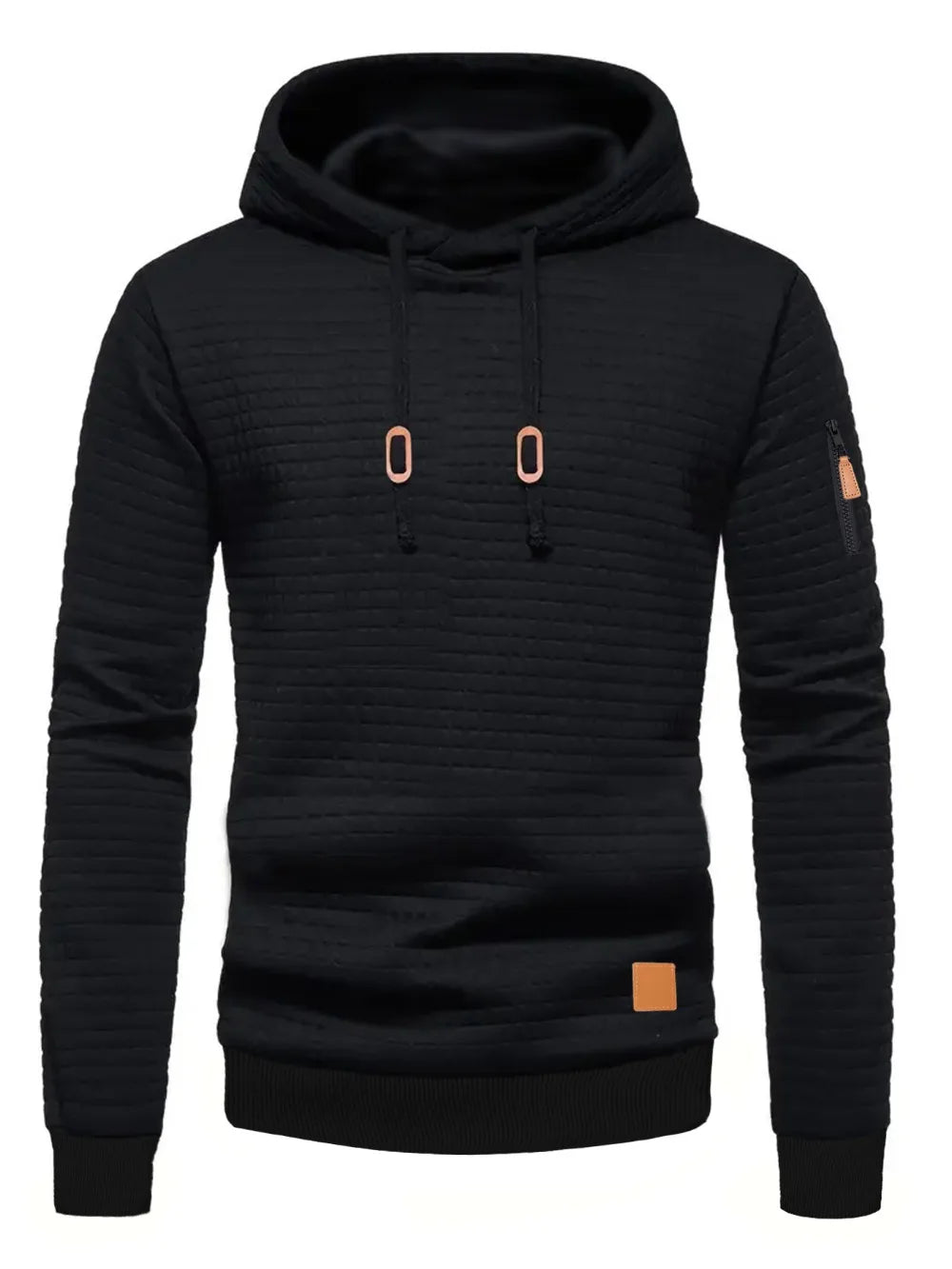 Men's Waffle Pattern Hoodie Autumn/Winter Casual Solid Pullover Warm Sweatshirt Loose Outdoor Sports Hoodie Tops Men's Clothing