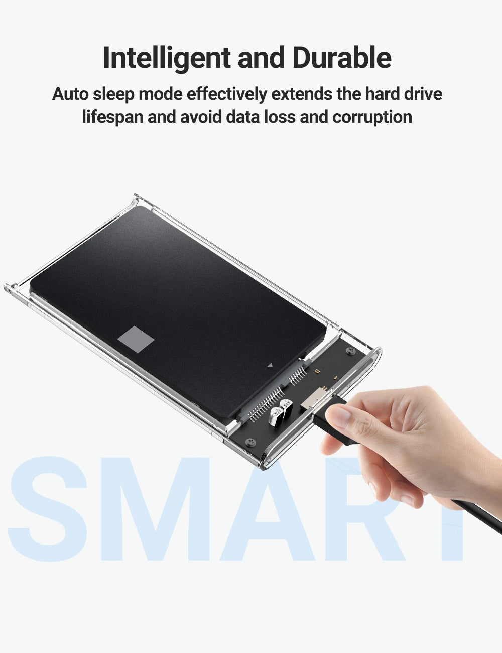 JEYI 2.5'' Tool-Free External HDD Enclosure - USB 3.0 to SATA III, Transparent Cooling, Compatible with 7mm/9.5mm SATA HDD/SSD