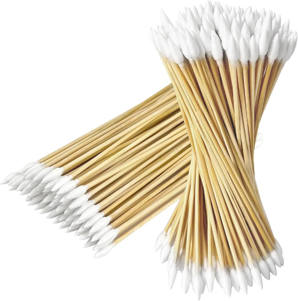 100/300/500pcs Double Pointed Cotton Swab Applicators - 6 Inch Long Cotton Swabs for Tattoo, Cleaning, Makeup & Ear Cleaning