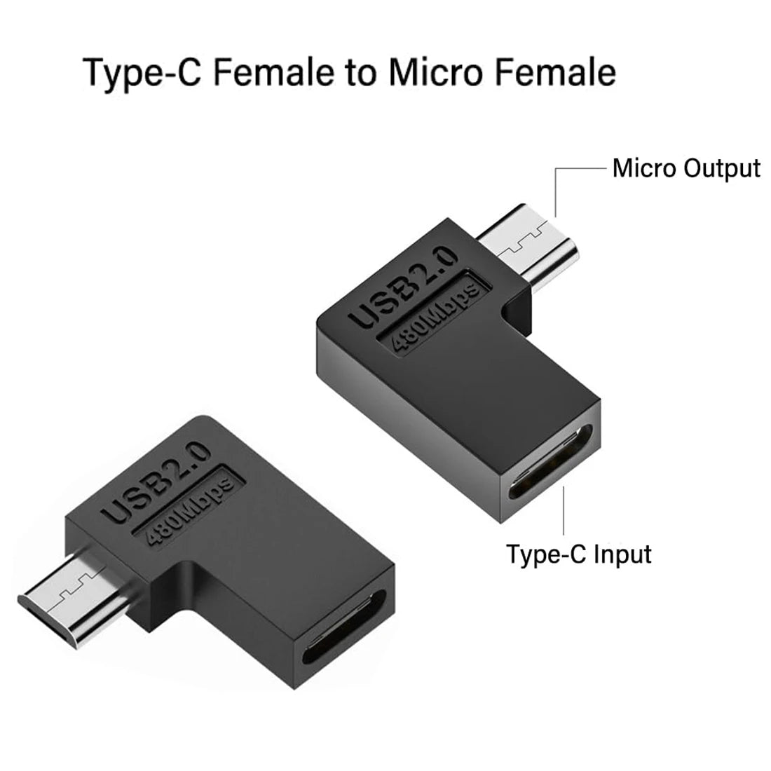 2/4 PCS USB Type C Female to Micro USB Male L Shape Bend Convert Connector for Phone MP3 Camera Charging or Data Transfer.