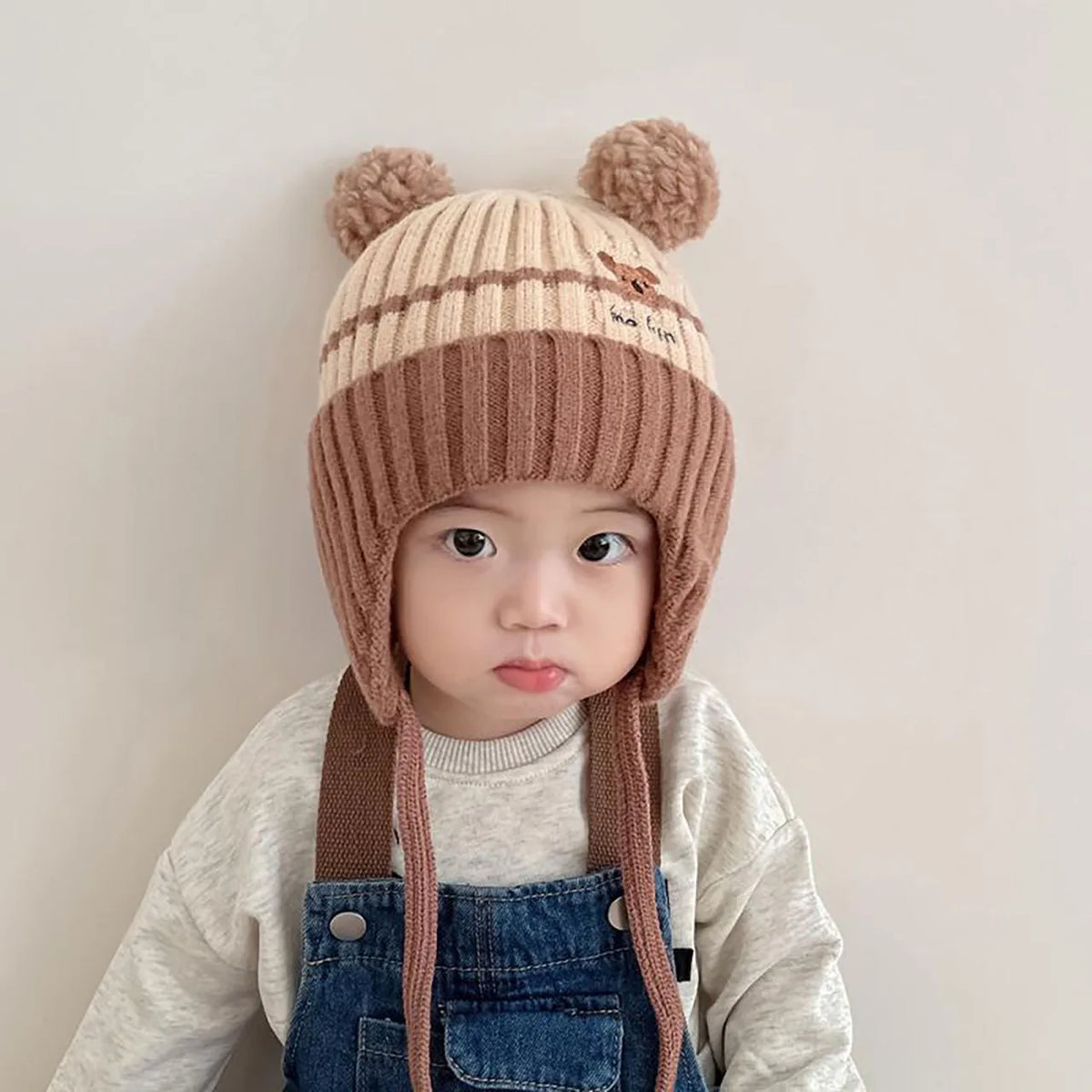 Winter Warm Knitted Baby Hat Cute Cartoon Animals Baby Boys Girls Cap Beanies Anti-cold Toddler Kids Lacing Hat