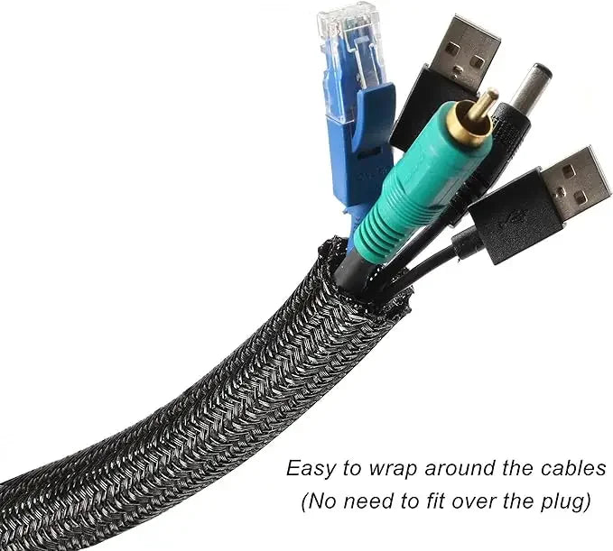 Braided Cable Sleeve 1m/3m/5m Pet Nylon Wrap for Desk PC TV Wire Protector Braided Wire Cover Casing Cable Organizer