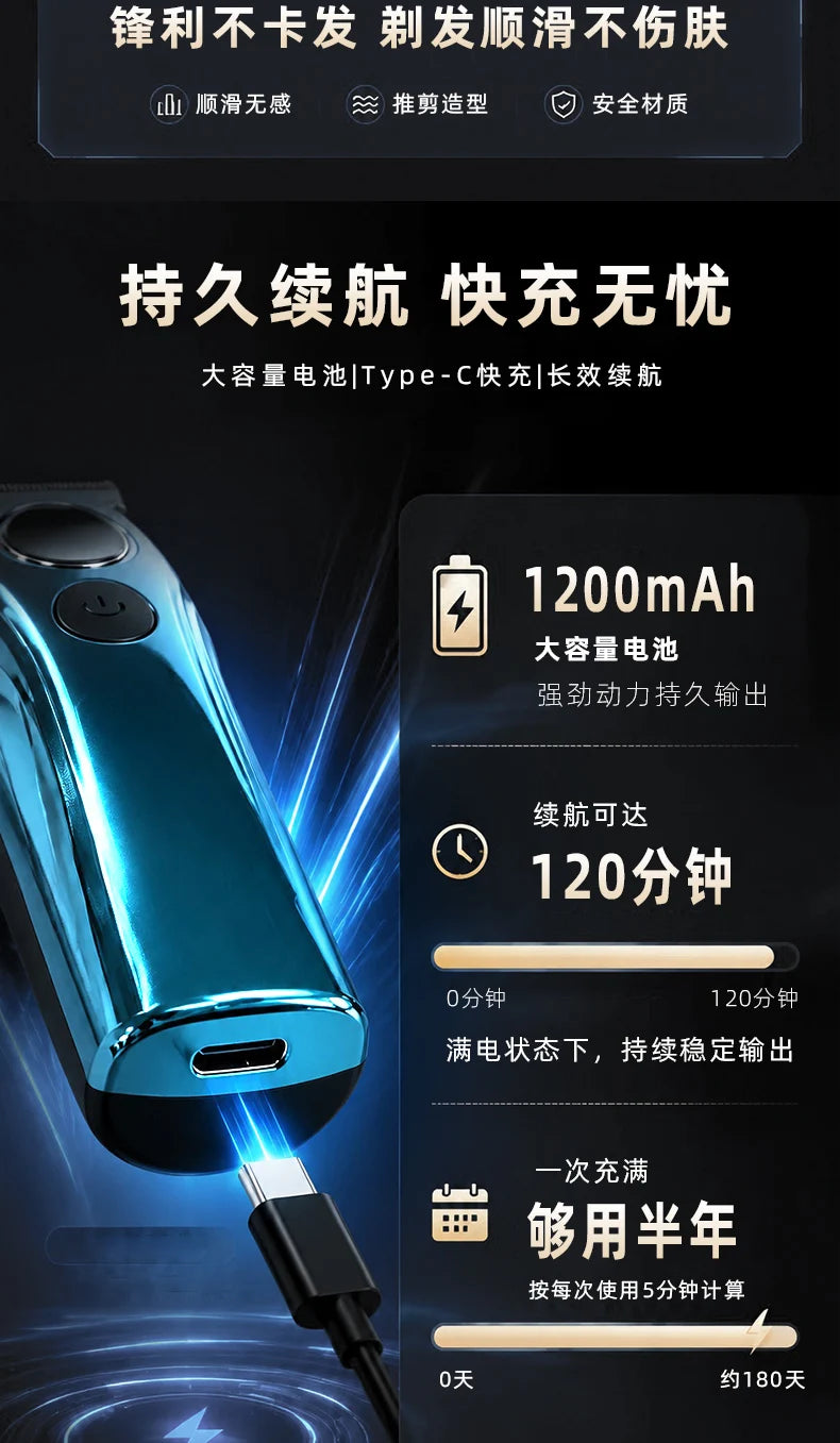 Hairdressers Use Professional Electric Clippers, Digital Display Electric Hair Clippers, and Household Electric Clippers