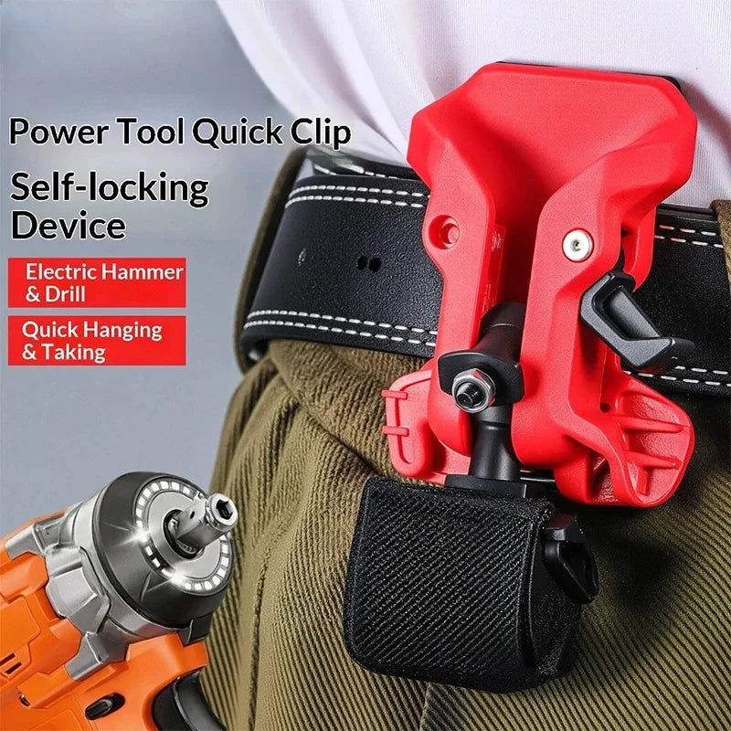 Self-locking Drill Holder Belt Clip Quick Release Heavy Duty Tool Holster for Power Drill Electric Screwdriver Tools Accessories