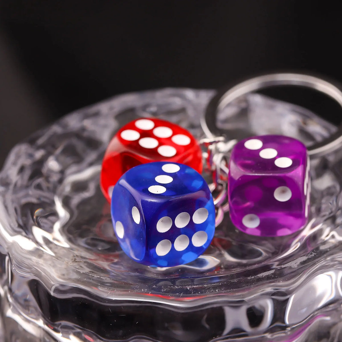 Creative Small Accessory for Car Keychain Mini Pendant Backpack Hangings Keyring Originality Acrylic Dice Key Chain Ring Gift