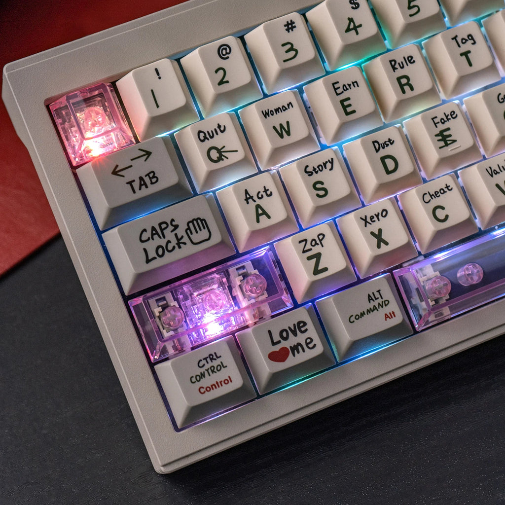 Red Transparent Keycap 10 Key Cherry Profile PC Keycap Space Bar 6.25U ESC Enter Shift Key Custom Keycap for Mechanical Keyboard