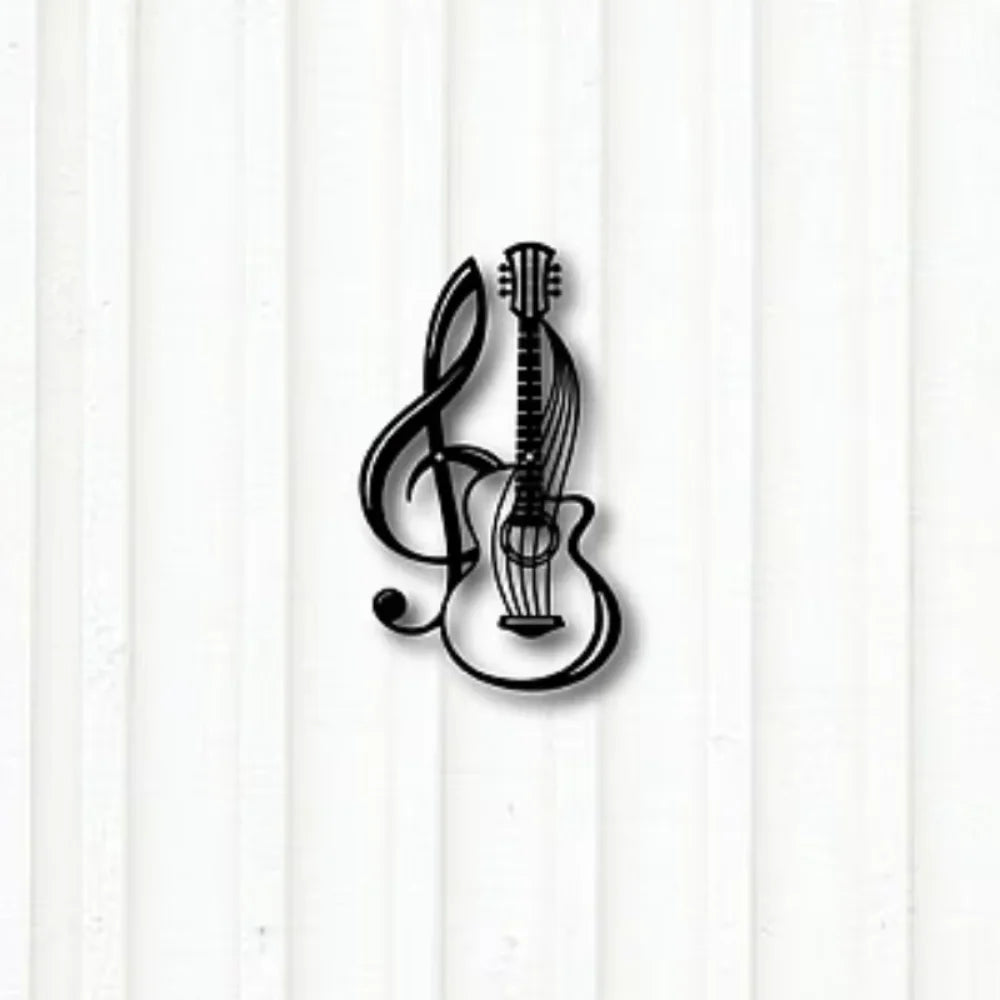 1 unidade de placa de parede em metal - Padrão de nota musical e violino. Decoração de parede em arte de ferro. Para jardim, cozinha, hotel e varanda. Decoração de casa