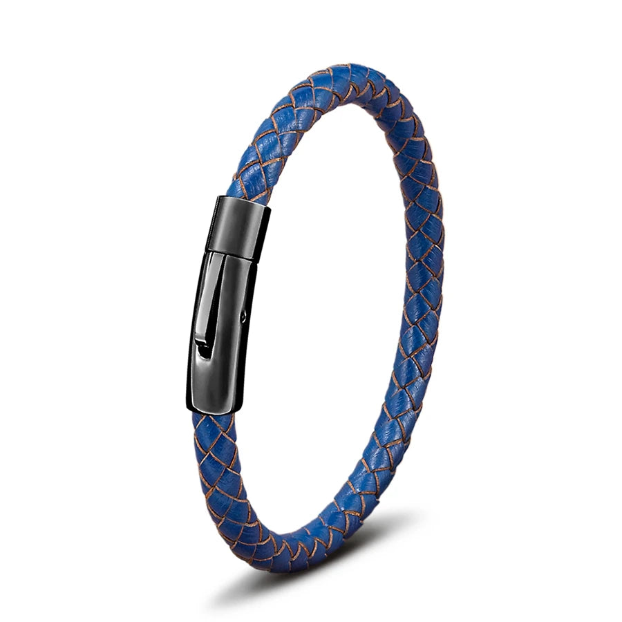 Pulseira de Pele Clássica para Homem TYO 3/4/5/6/8mm 3 Cores Bracelete Moderna com Fecho Magnético Acessórios Artesanais Personalizados Presente por Grosso