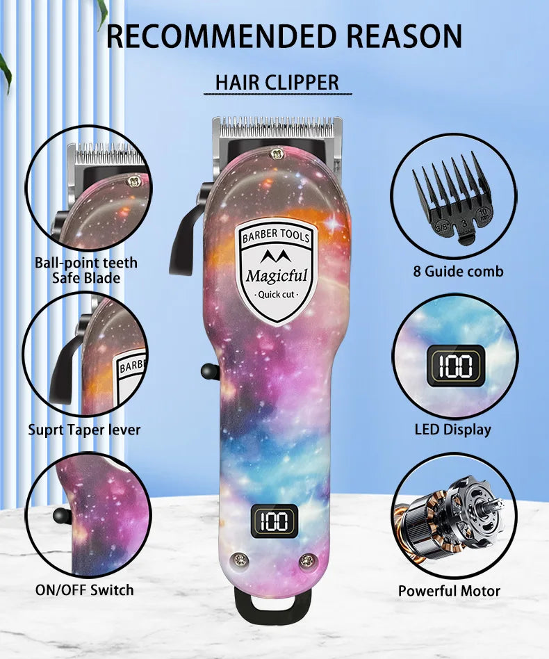Magicful Hair Trimmer For Men Fashion Professional Hair Rechargeable Li-ion Battery Shavihaving Adjustable Electric Hair Clipper