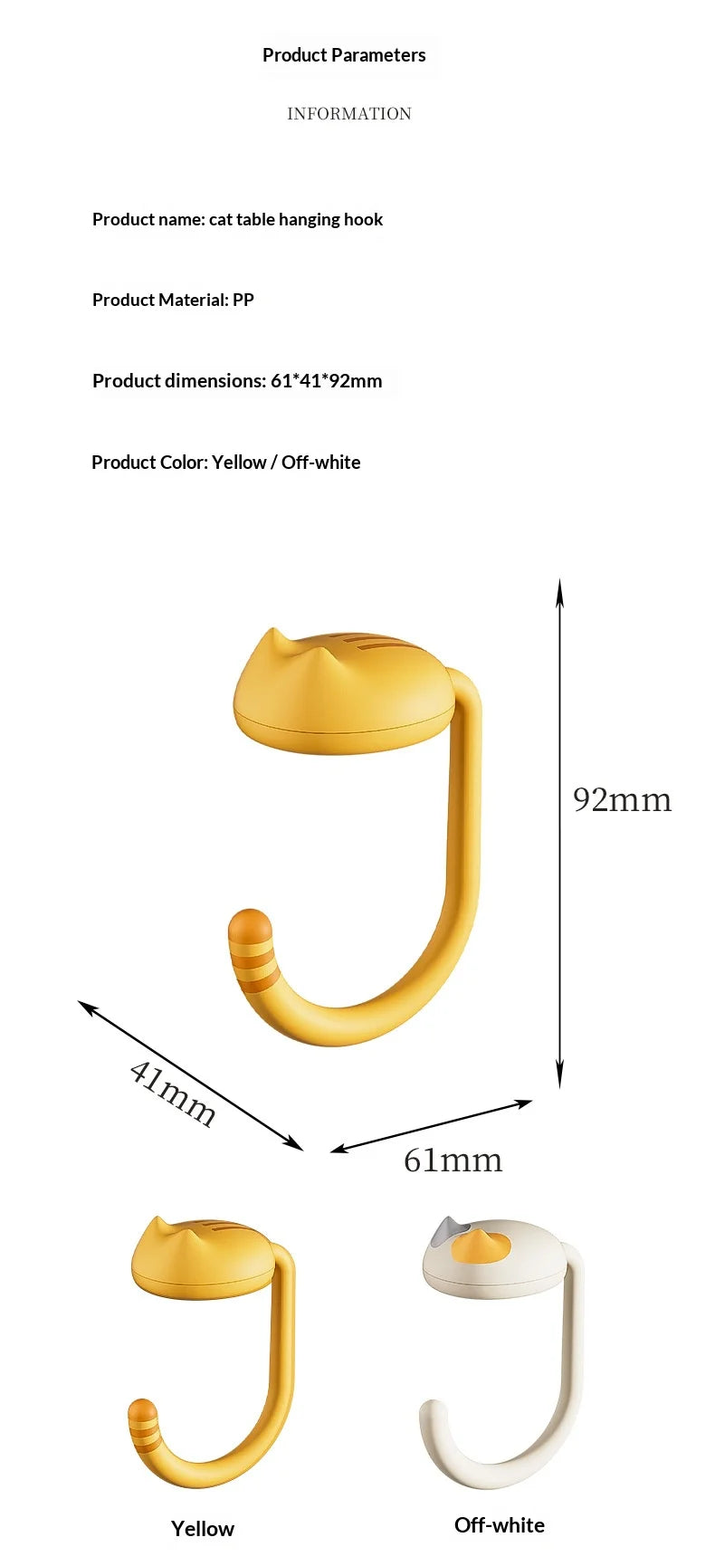 Cat Backpack Hook Desk Edge Hook Dormitory Gadget New Model with No Drilling Holes for Primary School Student Desk Side Hook.