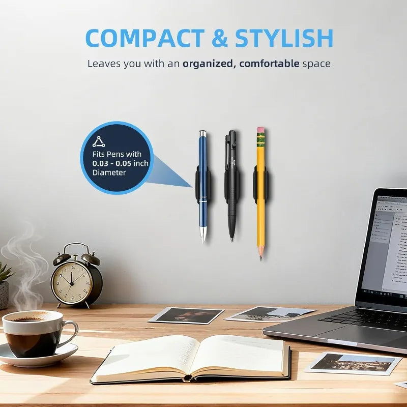 Anti Lost Self-adhesive Pencil Holder Soft Silicone Elastic Marker Pen Clips for Notebook Journals Whiteboards Fixed Stand