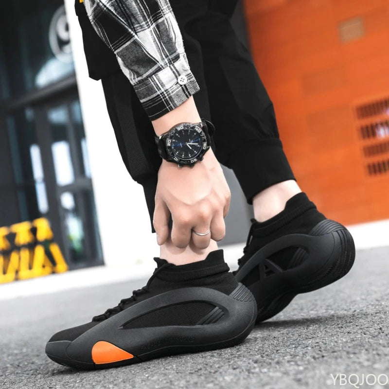 Spring and Autumn New Elastic Socks Men's Shoes Mid Top Breathable Thick Bottom Casual Large Size Men's Designer Shoes