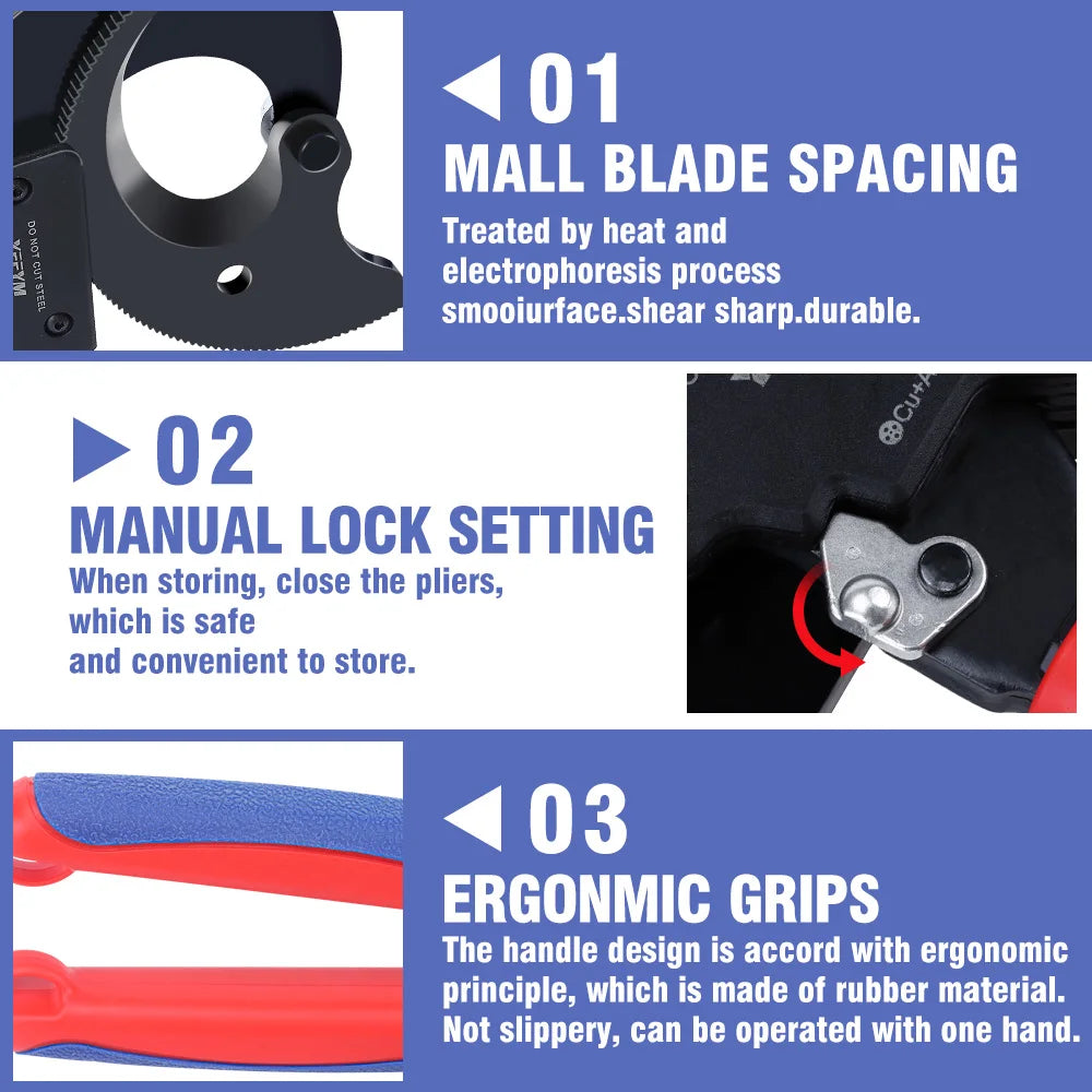 Cable Cutter/Wire Plier/Wire Cutter/Cable Cutting Pliers - Manual Ratchet-type Special-purpose Cable Cutter YEC-60D Max 500mm²