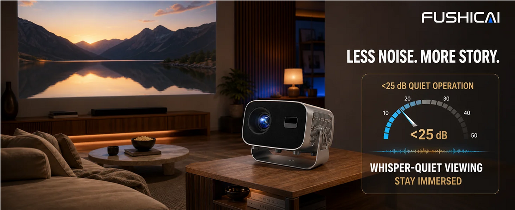 FUSHCAI Outdoor Projector A10 Portable Mini Projector with 360° Rotation 900 ANSI Native 720P 4K Compatible Auto Focus BT 5.4