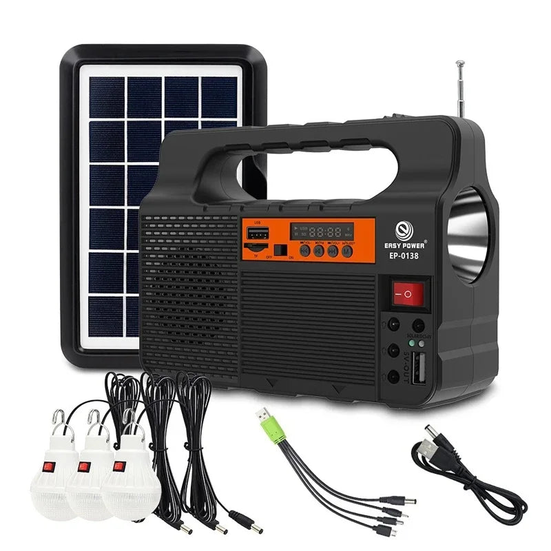 Outdoor Portable Solar Lighting System Power Generator 6W Solar Panel 3 LED Bulbs Emergency Solar Power Bank for Home Camping