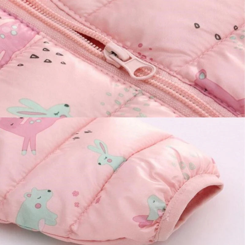 Boys Girls Lightweight Down Jacket Baby Hooded  Zipper Coats Autumn Winter Warm Outerwear 0-5 Years Kids Christmas Birthday Gift