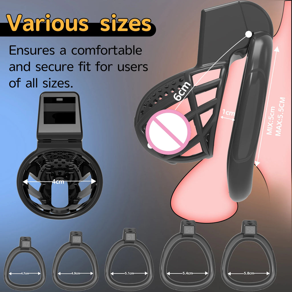 Leather Chastity Harness with Silicone Cage - Adjustable Male Chastity Belt Pants for Locked Play