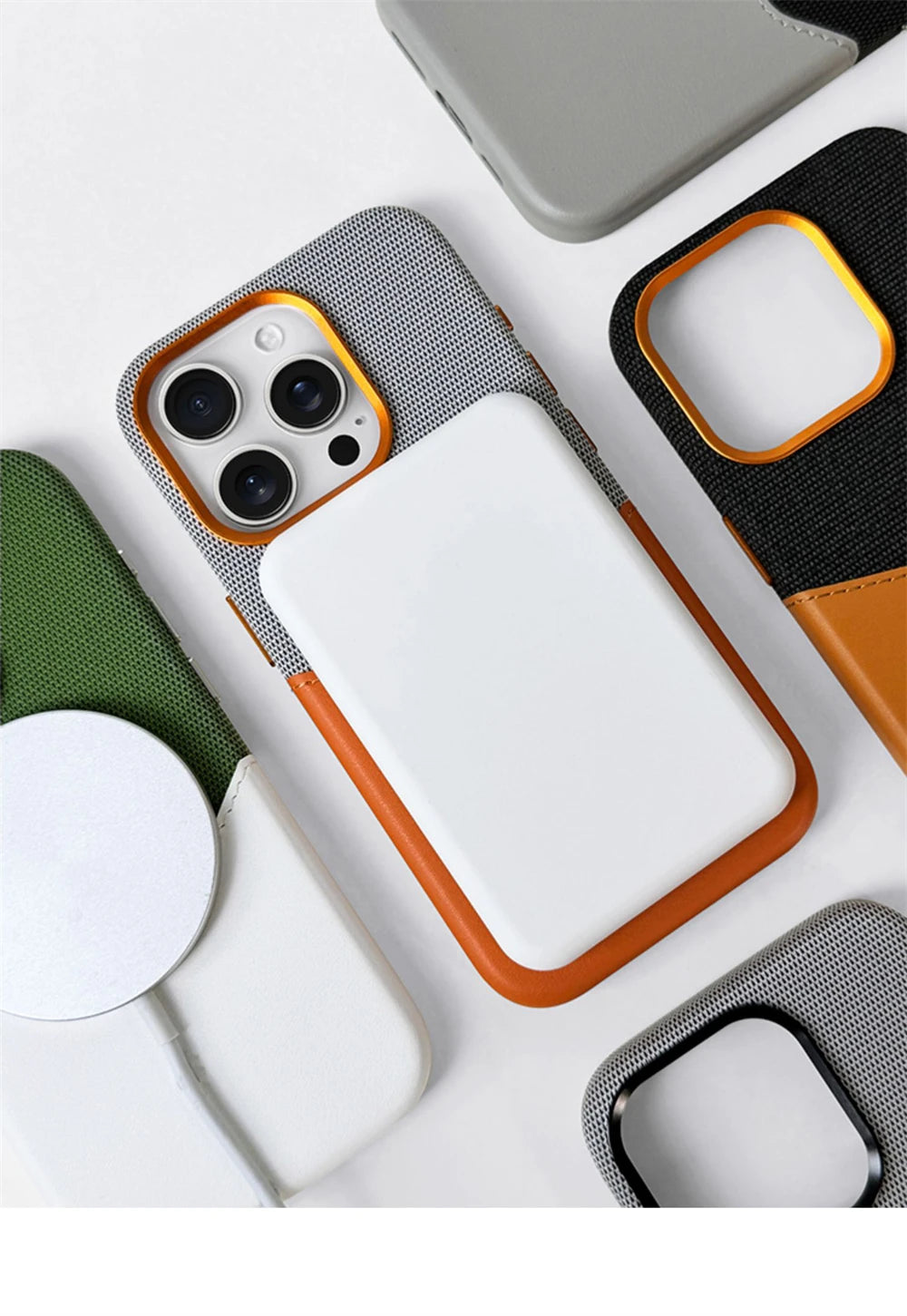 Hit Color Card Holder Leather Case For iPhone 18 17 Pro Max 16 15 14 Plus 13 12 For MagSafe Wireless Charging Alloy Lens Cover