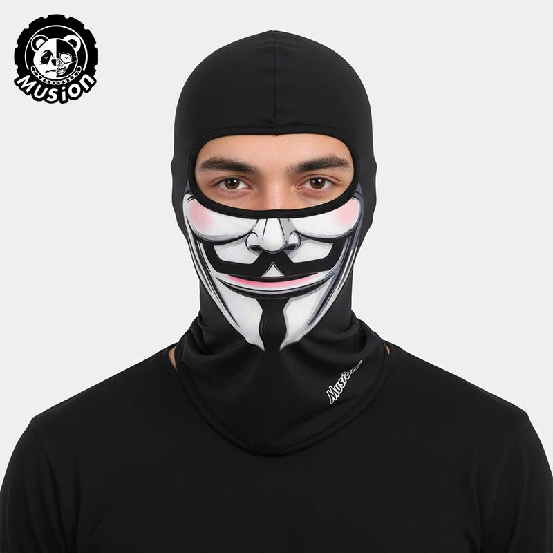 Musion Balaclava Helmet Liner Full Face Mask Skull Print Moto Topeng Muka Rider for Cycling and Riding Motorcycle