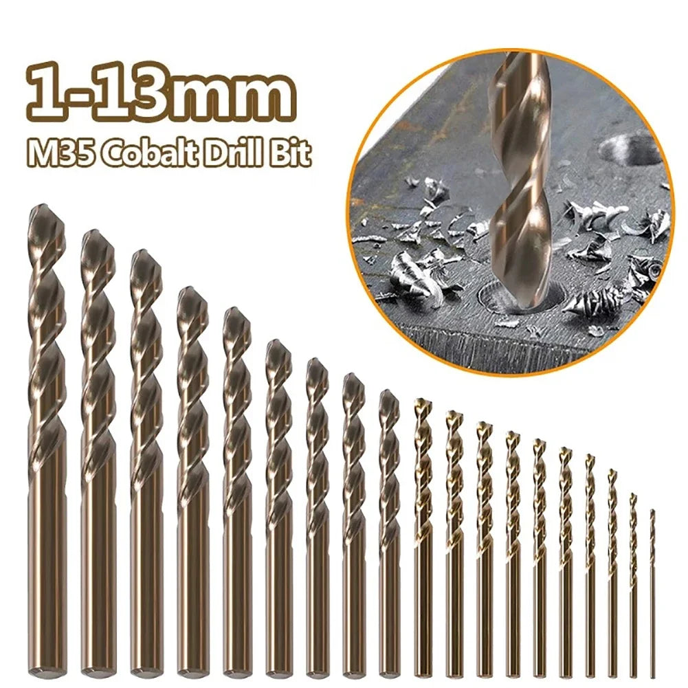 1mm-13mm Cobalt HSS-Co Drill Bit M35 For Stainless Steel Iron Drilling Operations Metalworking Round 135 Point Split Tip