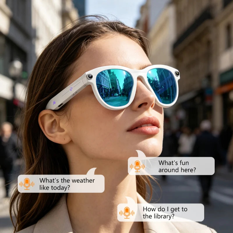 New Smart AI Glasses 500W Shooting Camera HD Photo Video Voice Call Translation Waterproof Bluetooth AI Motorcycle Glasses ﻿
