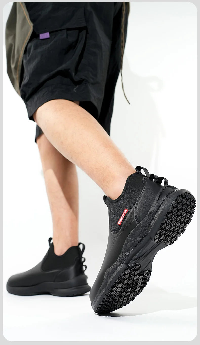 anti-skid kitchen work shoes non slip work waterproof boots lightweight Safety shoes for men chef work shoes leather sneakers