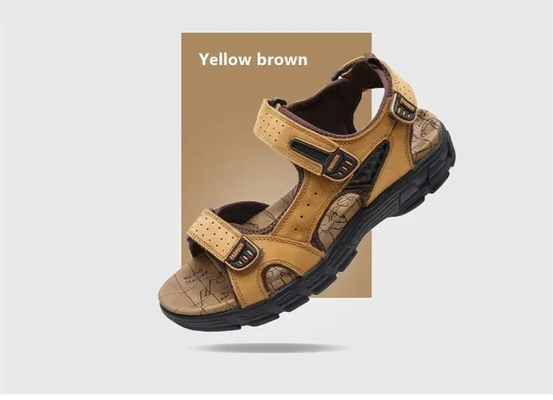 2026 New Genuine Leather Men's Sandals Summer Outdoor Non-slip Hiking Trekking Shoes for Men Beach Slippers Casual Sneakers