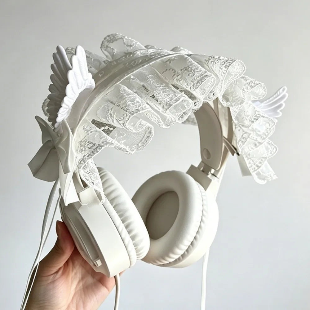 New Lace Lolita Wing Angel Headband Ribbon Bowknot Gothic Hair Band Sweet Cosplay Headdress Headwear