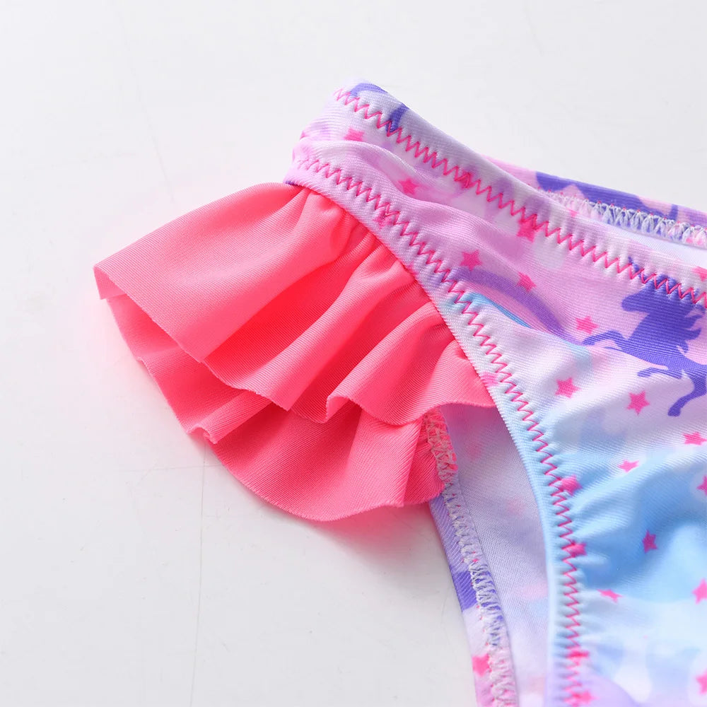 DXTON Girls 2 pcs Swimwear Suit Kids Flag Print Stars Stripe Swimsuit Children Bikini Sets for Summer Beachwear Bathing suit
