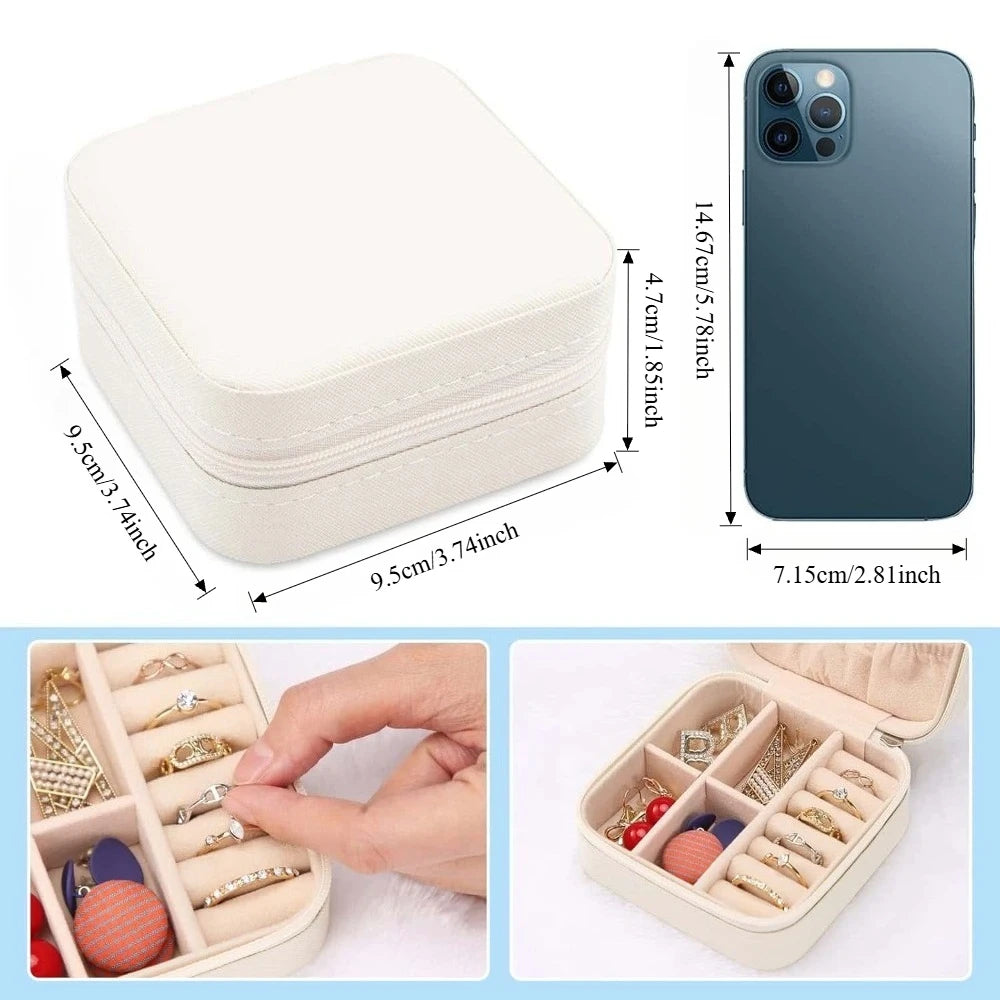 Portable Travel Jewelry Organizer Small Leather Case Ladies Necklace Rings Earrings Bracelet Durable Keep Neat Gift Storage Box
