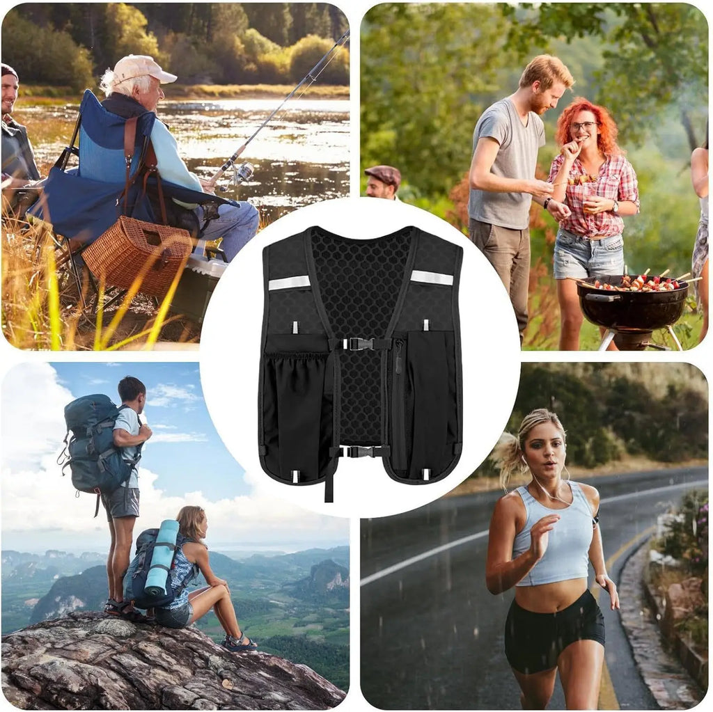 New Running Water Bottle Storage Vest Lightweight Running Vest Reflective Hydration Water Chest Pack With Phone Holder