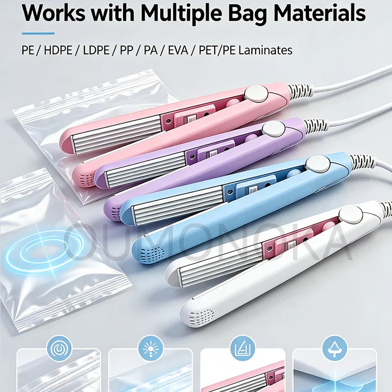 Mini Plastic Bag Sealer Machine Storage Bag Clip Vacuum Sealing Storage Machine Sealer Packing Seal Food Snack Kitchen Gadgets