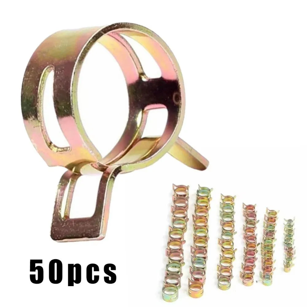 50 Pcs Spring Clip Fasteners 5mm-9mm Fuel Water Line Hose Pipe Air Tube Clamps Universal Tube Fastener for Home Auto Repair