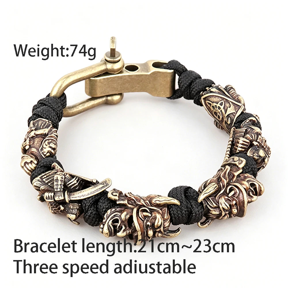 New Hannya Mask Lanyard Bracelets for Men Boy Gift Adjustable Outdoor Survival Paracord Bangles Handmade Jpanese Samurai Jewelry